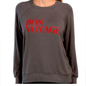 NEW NWT Gift Wildfox Gray Bon Voyage Sweatshirt